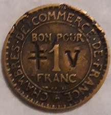 pièce de 1 franc avec les deux contremarques