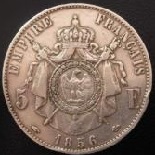 5 francs argent 1856 napoleon III tete nue