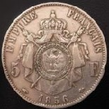 5 francs argent 1856 napoleon III tete nue