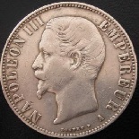 5 francs argent napoleon III tete nue
