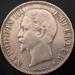 5 francs argent napoleon III tete nue