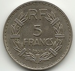5 francs lavrillier nickel 1936