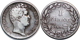 1 franc 1831 BB louis philippe tête nue