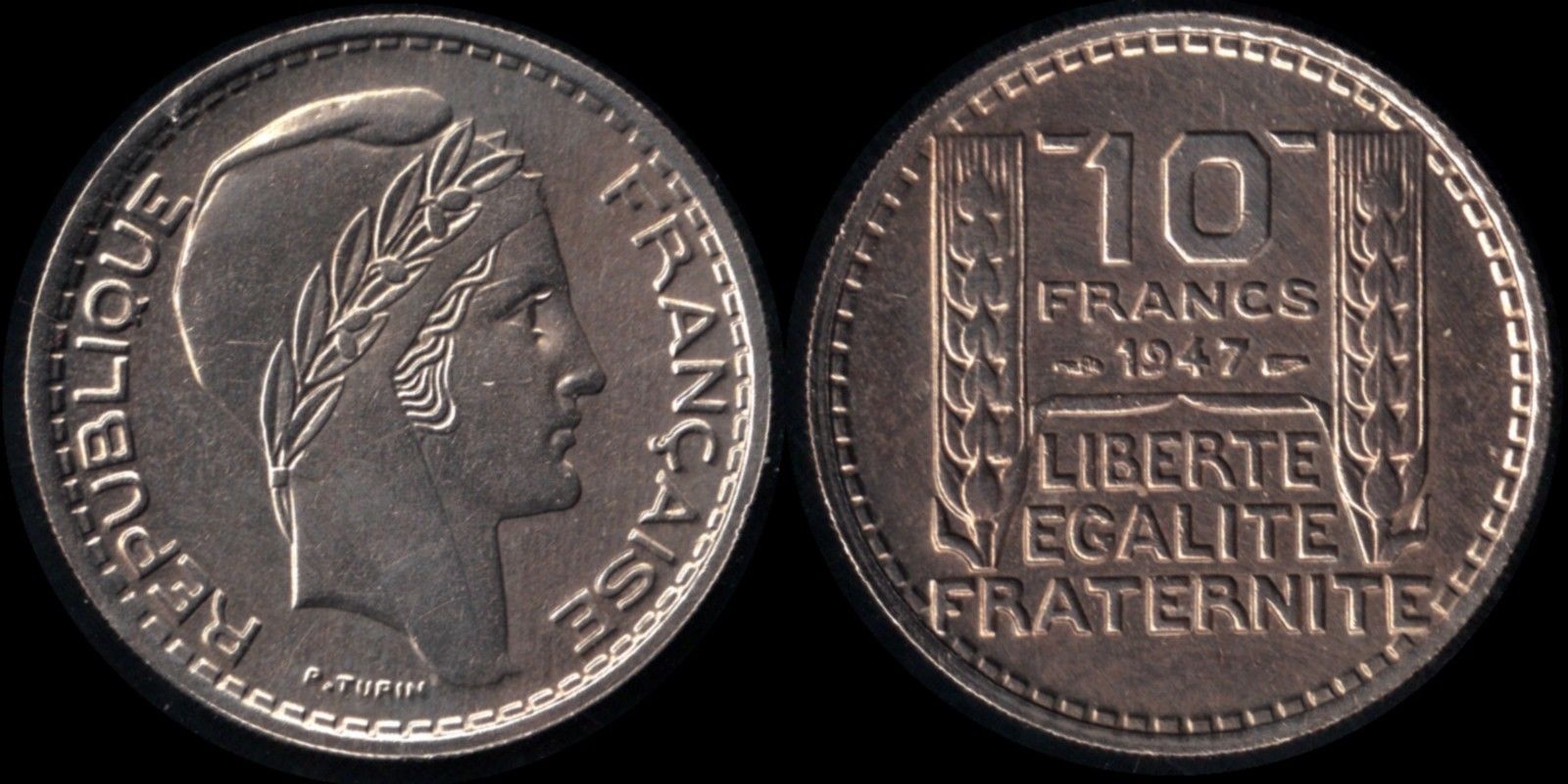 10 francs 1947 B Turin grosse tête