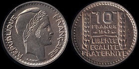 10 francs Turin petite tête 1947, 1948 et 1949