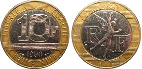 10 francs 1990 génie de la bastille