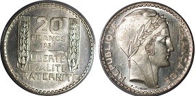 20 francs 1934 argent turin