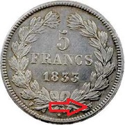 5 francs 1833 W louis phiilippe 1er