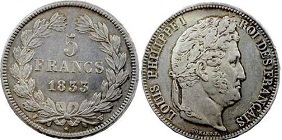 5 francs 1833 louis philippe tête laurée