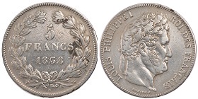 5 francs 1838 louis philippe tête laurée