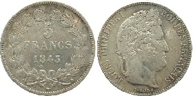 5 francs 1843 louis philippe tête laurée