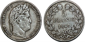 5 francs 1847 louis philippe