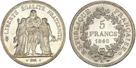 5 francs Hercule 1er type 1848 et 1849