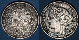 5 francs 1851 cérès