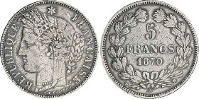 5 francs 1870 cérès sans la légende