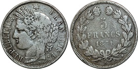 5 francs Cérès sans légende 1870 et 1871