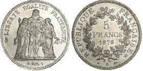 Lot de 2 pieces de 5 francs en argent Hercule 1875 A et 1876 A  