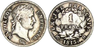 1 franc 1813 napoléon empereur