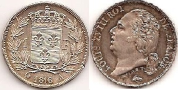 1 franc 1816 Louis XVIII 