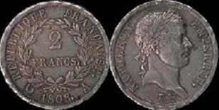 2 francs 1808 napoléon empereur revers république française