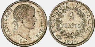 2 francs 1808 napoléon empereur