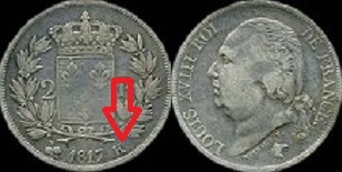 2 francs 1817 K louis XVIII