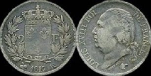 2 francs 1817 louis 18