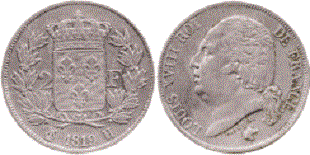 2 francs 1819 Louis XVIII