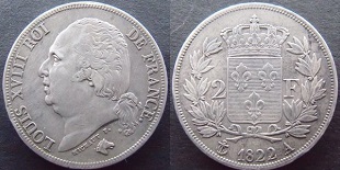2 francs Louis XVIII 1816-1824