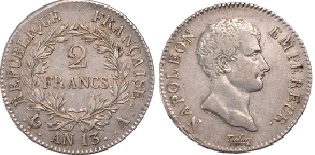 2 francs an 13 napoléon empereur