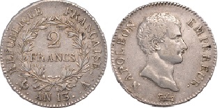 2 francs an 13 napoléon empereur