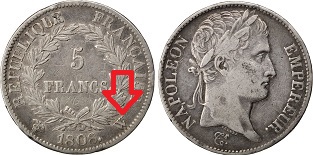 5 francs 1808 W napoléon empereur revers république française