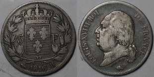 5 francs 1816 Louis XVIII