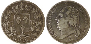 5 francs 1819 louis XVIII