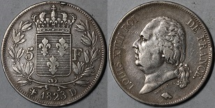 5 francs 1823 louis XVIII