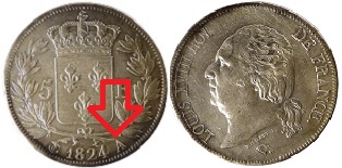 5 francs 1824 A louis XVIII