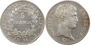 5 francs Napoléon Empereur AN 12, AN 13 et AN 14