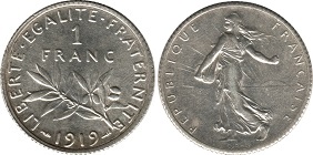 1 franc 1919 semeuse argent