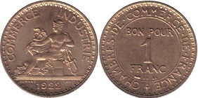 1 franc Chambres de commerce 1920-1927