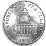 pièce de 100 francs argent 1995 panthéon