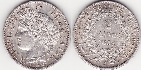 pièce 2 francs 1887 Cérès