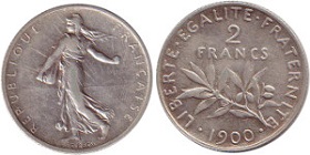 2 francs argent semeuse 1900