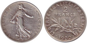 2 francs argent semeuse 1900