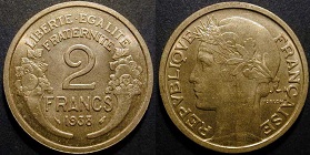 2 francs morlon 1938 bronze alu