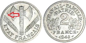 2 francs  1943 B bazor état français