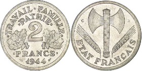 Pièce 2 francs 1943 et 1944 bazor, état français