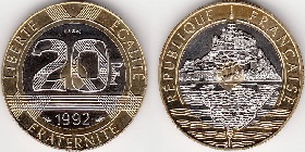 20 francs 1992 mont saint michel