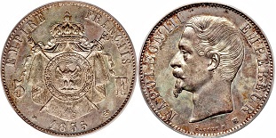 5 francs napoléon III 1855 tête nue