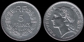 5 francs 1949 lavrillier alu