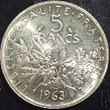 5 francs argent semeuse 1963